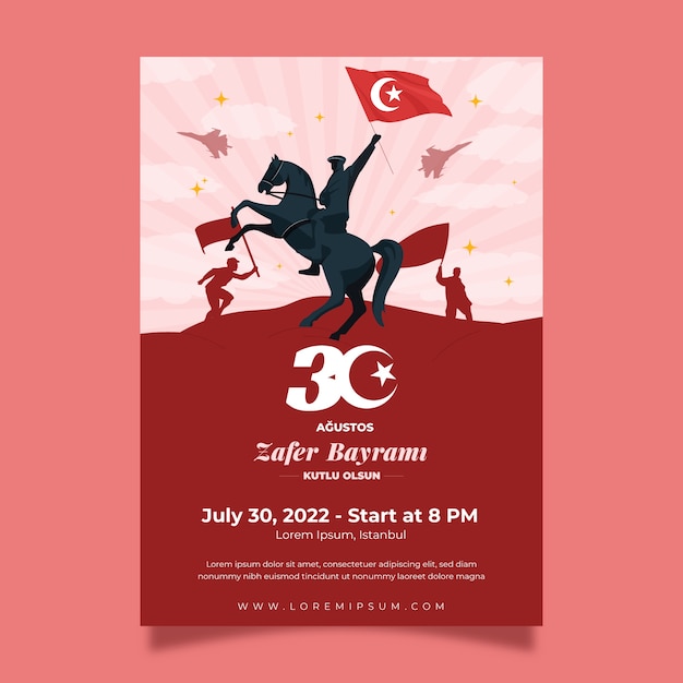 Flat 30 agustos vertical poster template