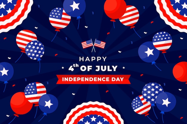 Free vector flat 4th of july background with balloons