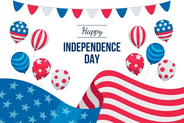 Flat 4th of july background with balloons