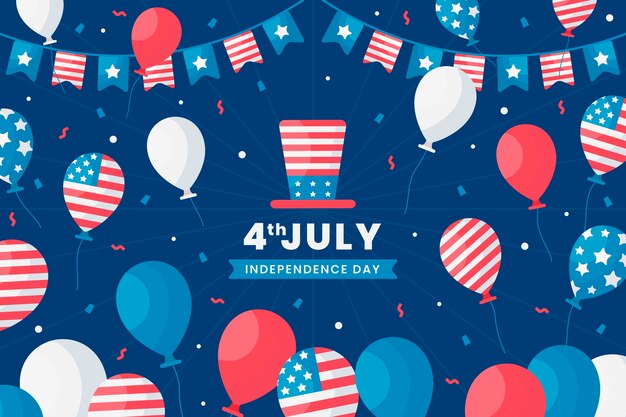 Flat 4th of july background with balloons