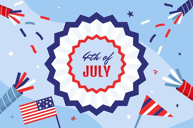 Flat 4th of july background with confetti