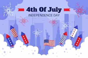 Free vector flat 4th of july background with fireworks