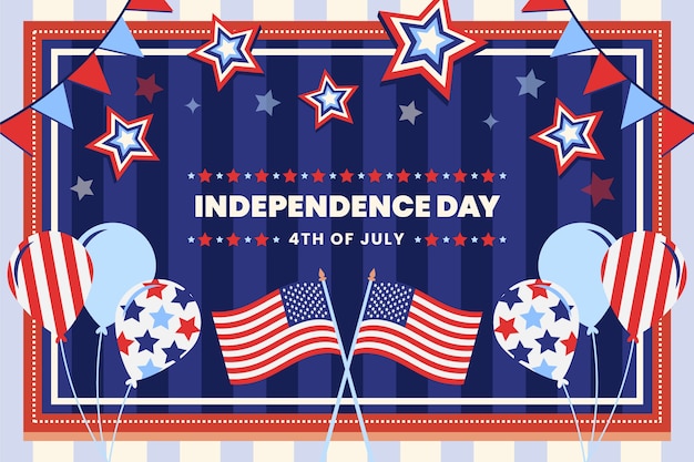 Free Vector flat 4th of july background with flags