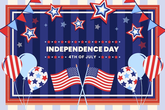 Flat 4th of july background with flags