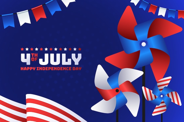 Flat 4th of july background with wind stars