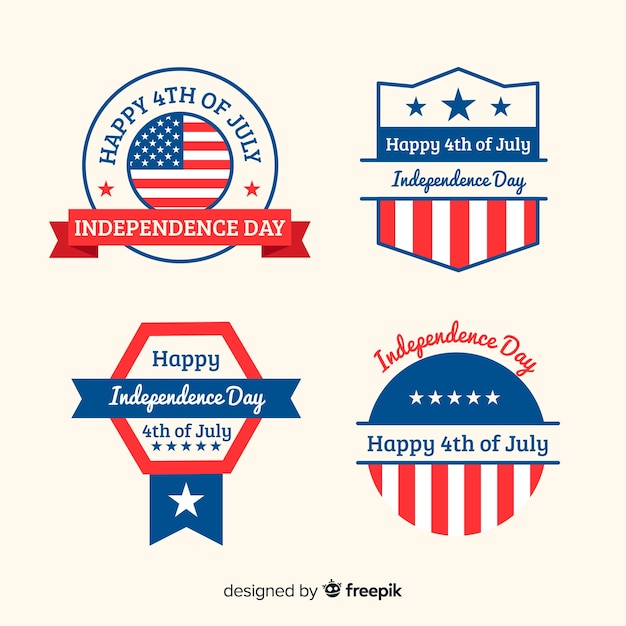 Free vector flat 4th of july badge collection