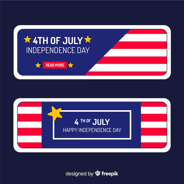 Flat 4th of july banners template