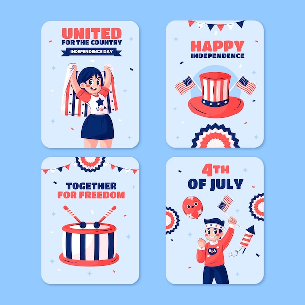 Flat 4th of july celebration labels collection