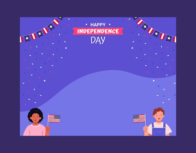 Flat 4th of july celebration photocall template