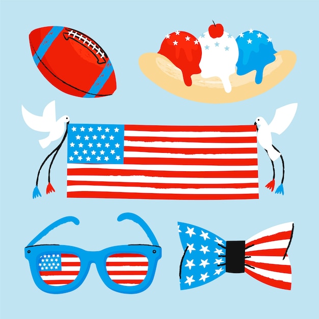 Free vector flat 4th of july elements collection