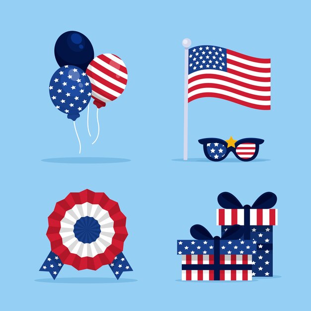 Free vector flat 4th of july elements collection