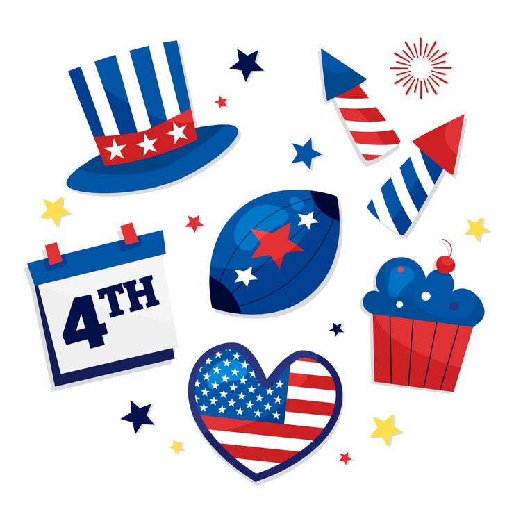 Бесплатный Вектор коллекция элементов flat 4th of july