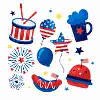 Free vector flat 4th of july elements collection