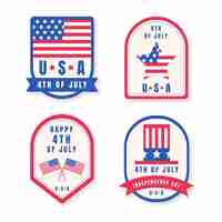 Free vector flat 4th of july independence day badge collection