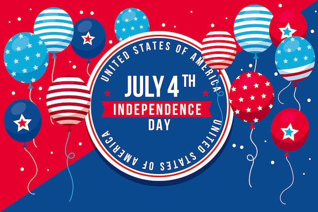 Free vector flat 4th of july - independence day balloons background