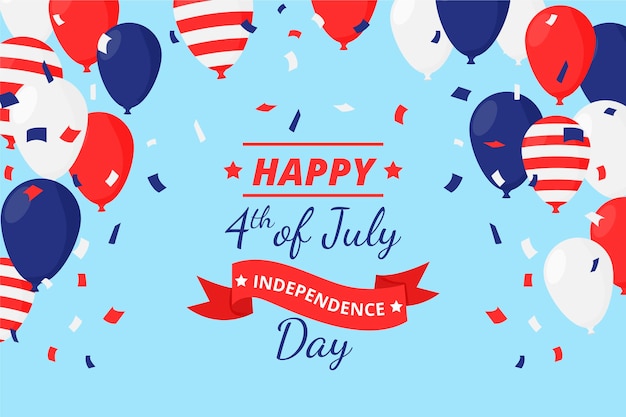 Flat 4th of july independence day balloons background