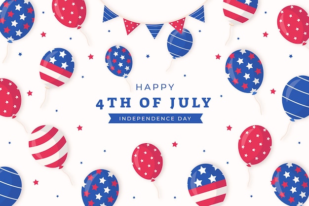 Flat 4th of july independence day balloons background