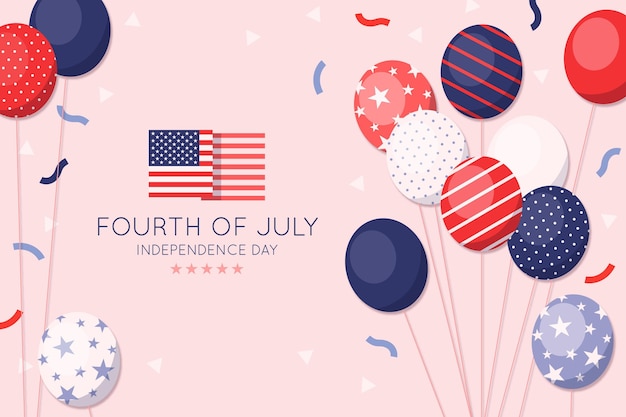 Flat 4th of july - independence day balloons background