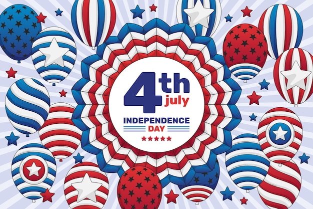 Flat 4th of july - independence day balloons background