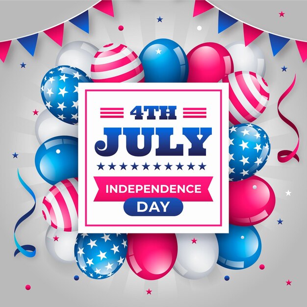 Free vector flat 4th of july independence day balloons background