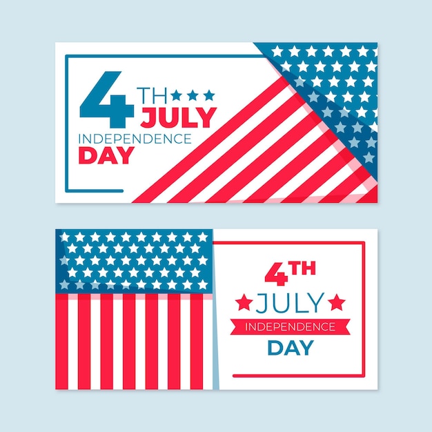 Flat 4th of july - independence day banners set