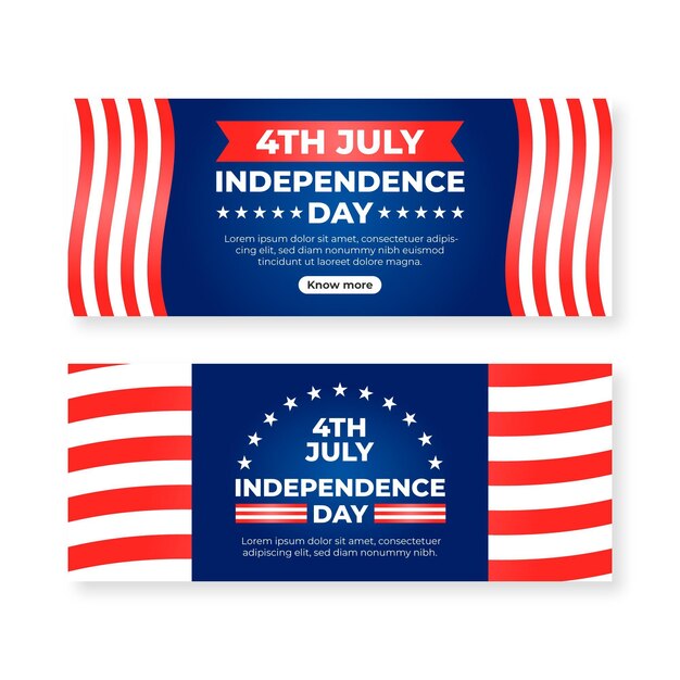 Free vector flat 4th of july - independence day banners set