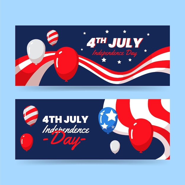 Flat 4th of july - independence day banners set