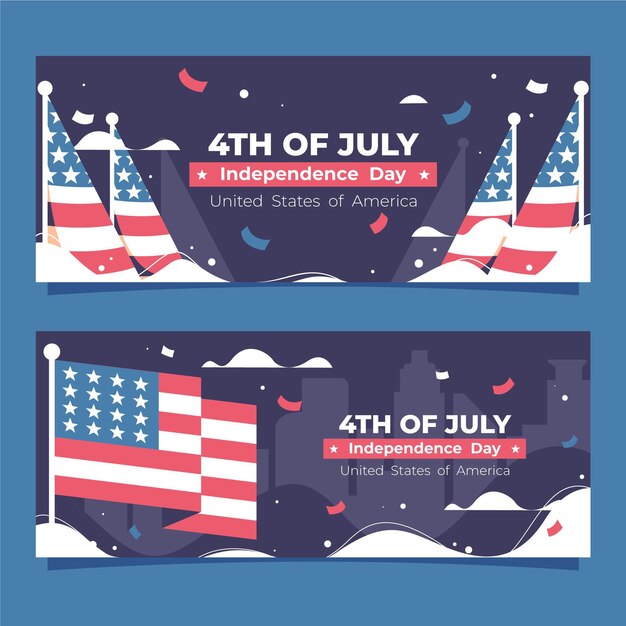 Free vector flat 4th of july - independence day banners set