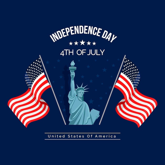 Flat 4th of july independence day illustration