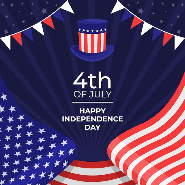 Плоский 4 июля день независимости иллюстрации