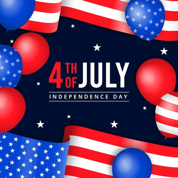 Flat 4th of july - independence day illustration