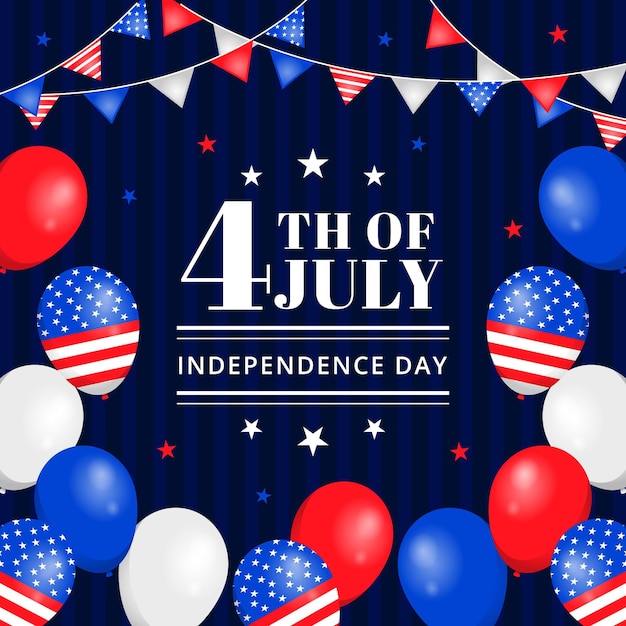 Free vector flat 4th of july - independence day illustration