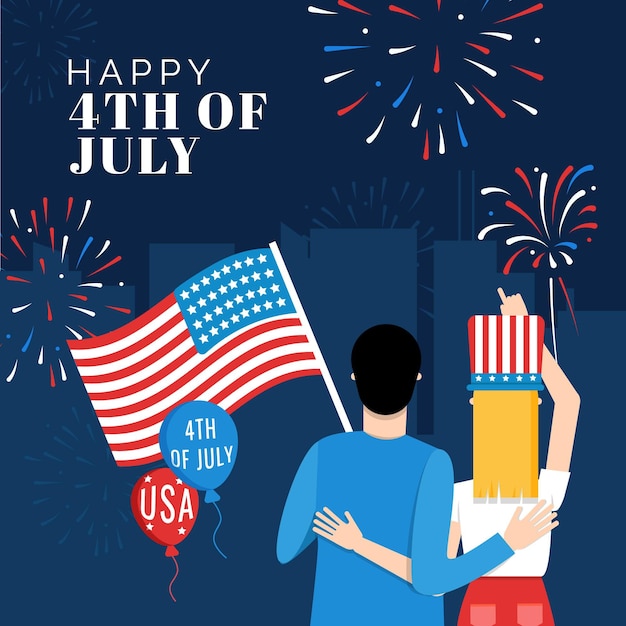 Flat 4th of july - independence day illustration