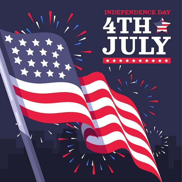 Free vector flat 4th of july - independence day illustration