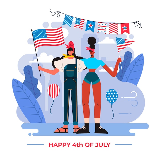 Flat 4th of july - independence day illustration