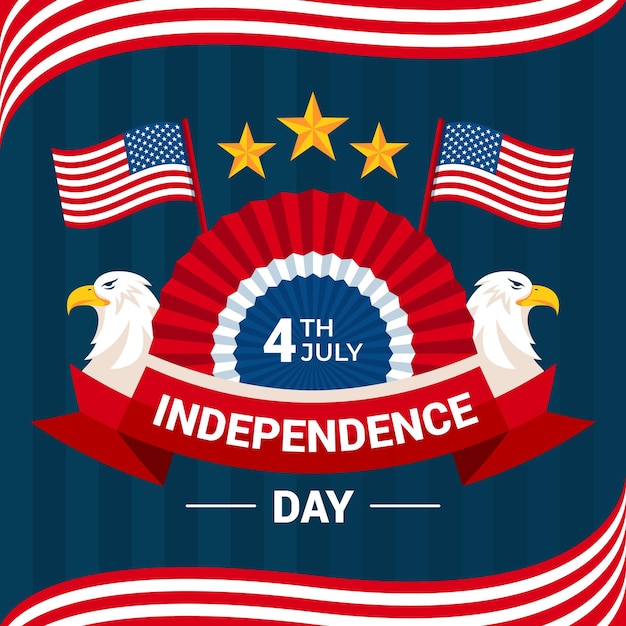 Free vector flat 4th of july - independence day illustration