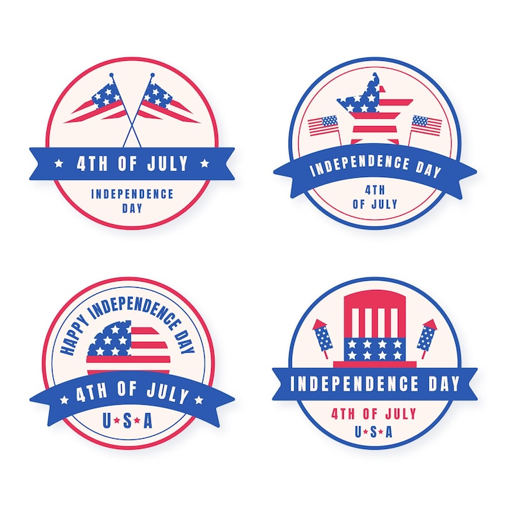Free Vector flat 4th of july - independence day label collection
