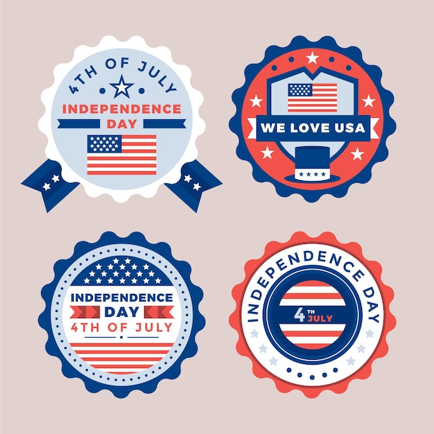 Free vector flat 4th of july - independence day label collection