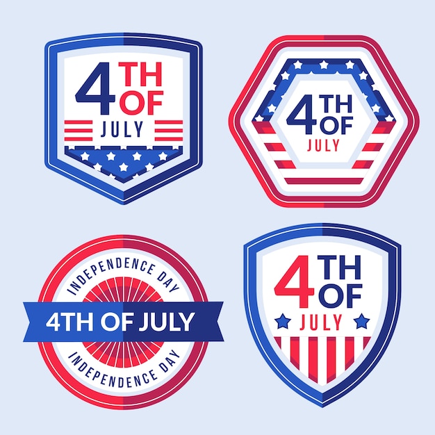 Flat 4th of july labels collection