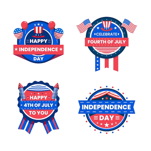 Free vector flat 4th of july labels collection