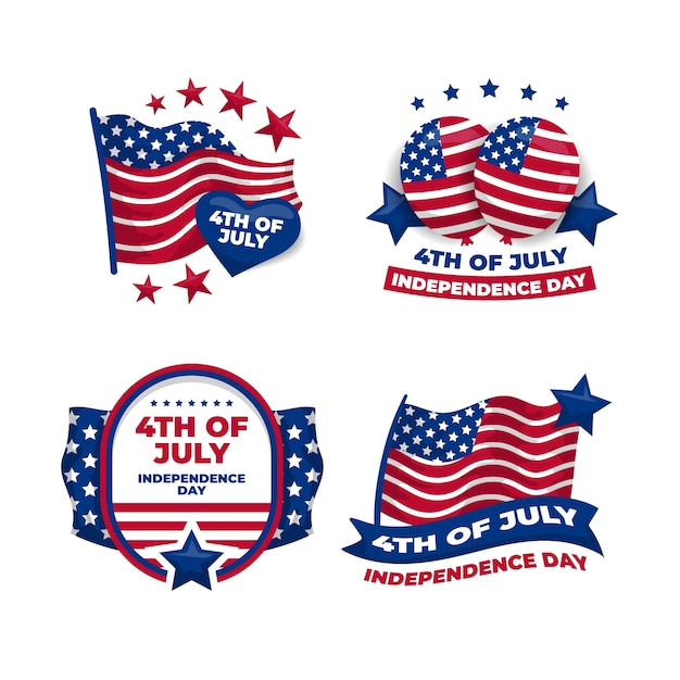 Free vector flat 4th of july labels collection