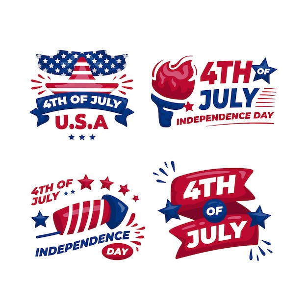 Free vector flat 4th of july labels collection