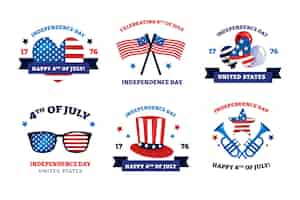 Free vector flat 4th of july labels collection