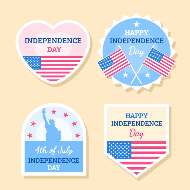 Free vector flat 4th of july labels collection