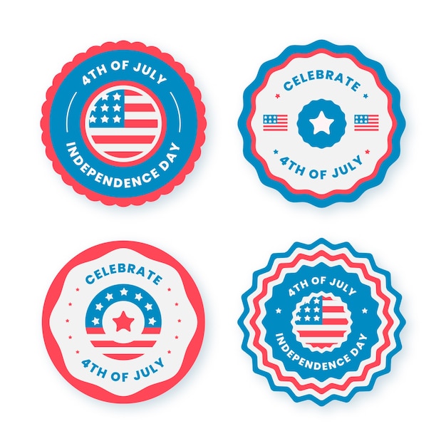 Free vector flat 4th of july labels collection