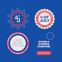 Free vector flat 4th of july labels collection