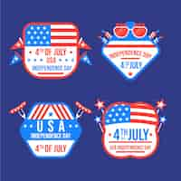 Free vector flat 4th of july labels and logos collection