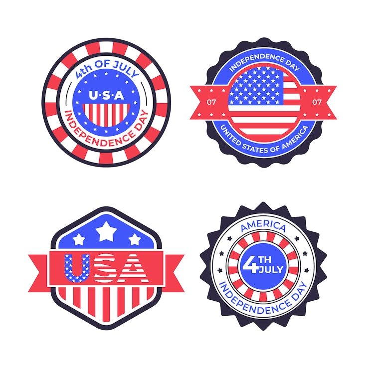 Free Vector flat 4th of july logos collection
