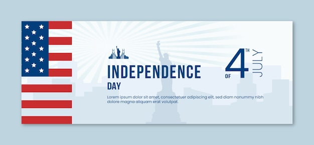 Flat 4th of july social media cover template