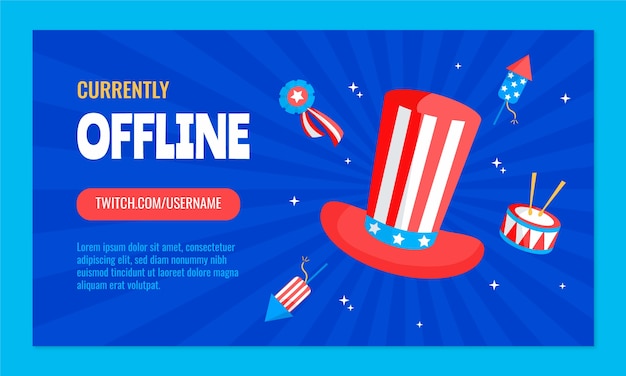 Free vector flat 4th of july twitch background